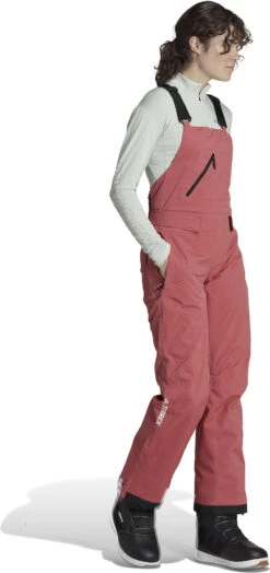Adidas Terrex Resort Two-layer Insulated Bib Pants -Ski Ausrüstungs Laden HI5499 6 APPAREL On Model Walking View white