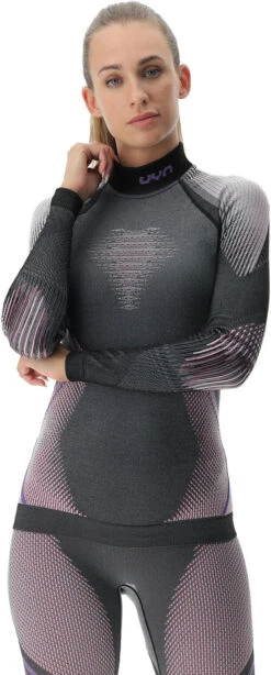 Uyn Woman Evolutyon Underwear Shirt Long Sleeve TURTLE Neck Melange -Ski Ausrüstungs Laden ecomm SX2 U100048 G980 side